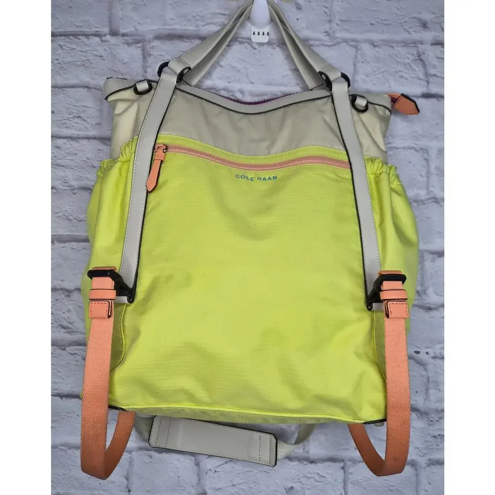 RARE Cole Haan Performance Grand Series Summer Lime Backpack Tote Bag Travel.